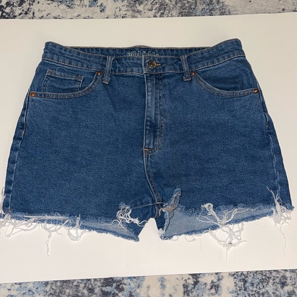 Wild Fable blue distressed edge jean shorts. Size 12